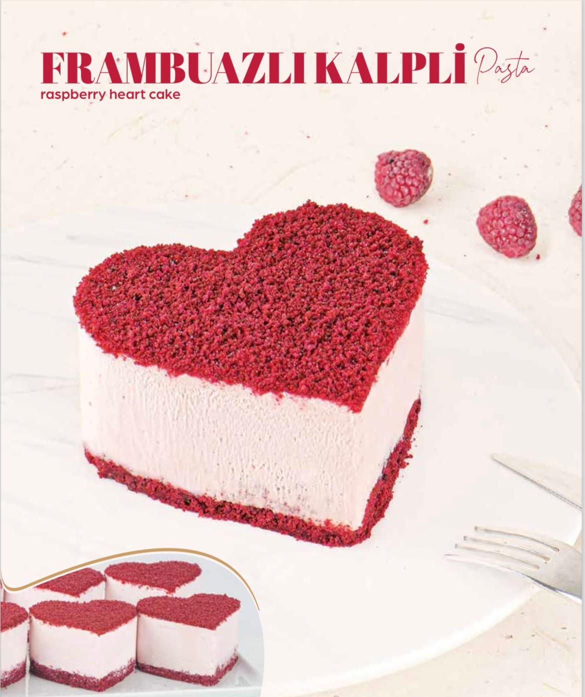 2 KİŞİLİK FRAMBUAZLI KALPLİ PASTA